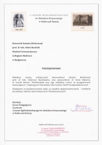 Podziękowania za organizację VI edycji Warsztatów dla Uczniów Szkół Ponadpodstawowych. Kliknij, aby powiększyć zdjęcie.